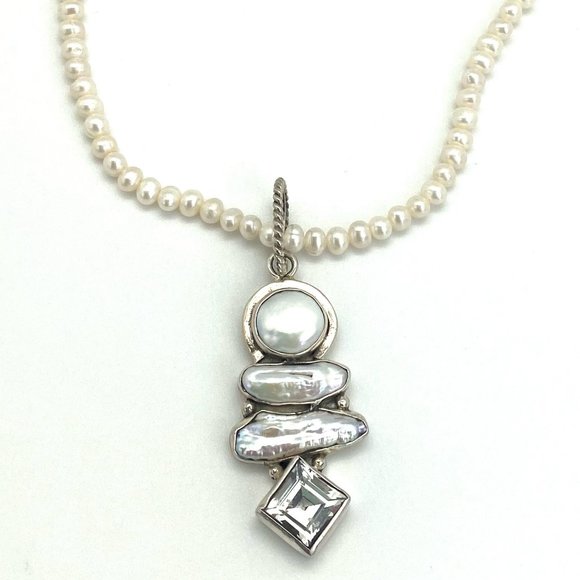 Echo of the Dreamer Jewelry - Echo of the Dreamer Pearl and White Topaz Necklace